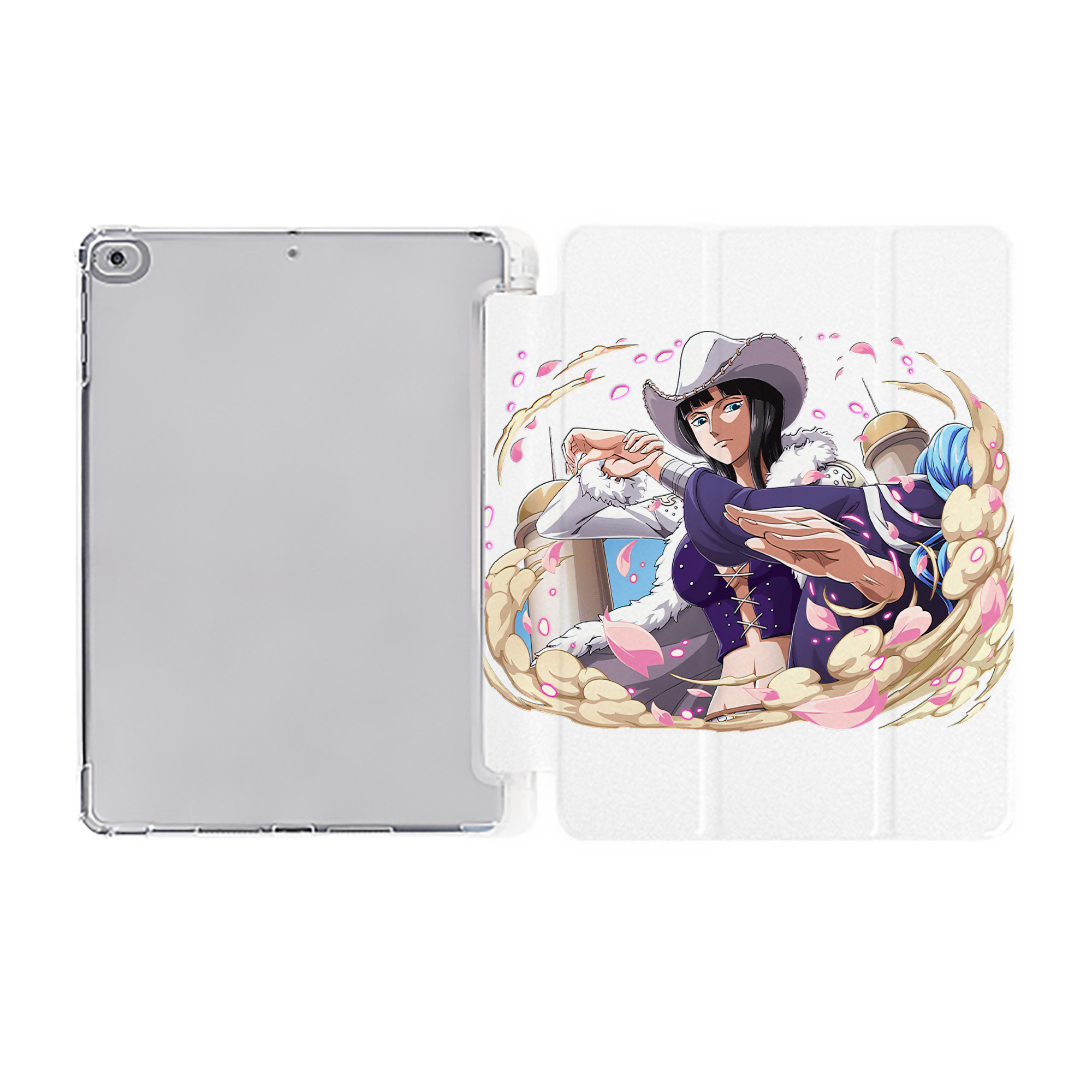 （画像用） ワンピース ニコ・ロビン ONE PIECE Nico Robin IPad ケース ペン収納付き 三つ折りスタンド PUレザー×シリコン 対応機種9.5/10.5/10.9インチ